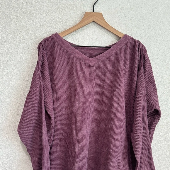 J. Jill Women's Large Tall Oversized Waffle Knit Sweater Dusty Pink Mauve Cotton - Picture 2 of 9